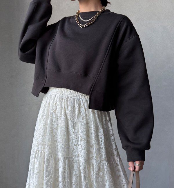  「【WEB限定】裏毛裏起毛ショートトップスアンサンブル」|Tシャツ・カットソー|