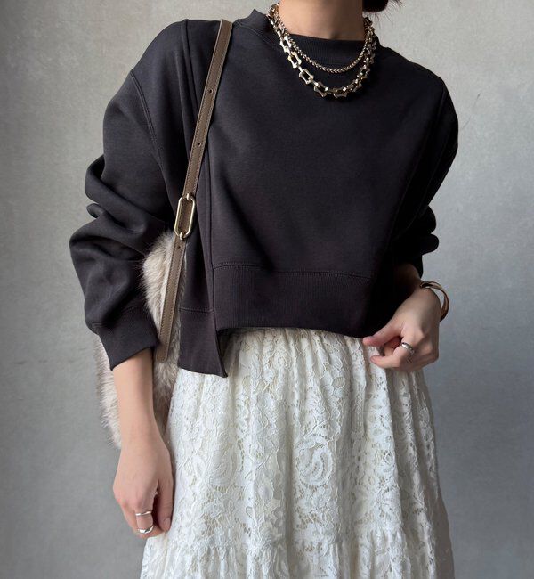  「【WEB限定】裏毛裏起毛ショートトップスアンサンブル」|Tシャツ・カットソー|