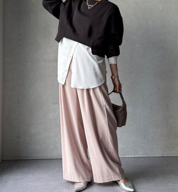  「【WEB限定】裏毛裏起毛ショートトップスアンサンブル」|Tシャツ・カットソー|