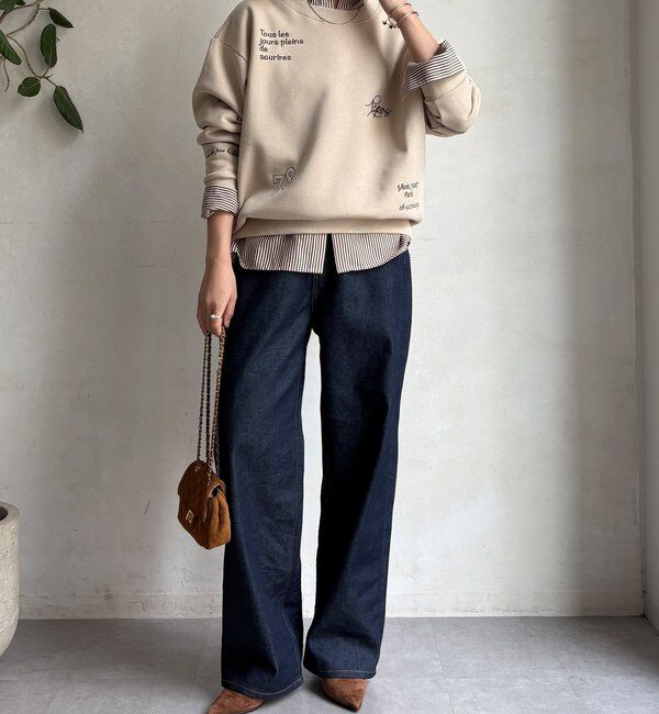  「【WEB限定】裏毛裏起毛ランダム刺繍ロゴトップス」|Tシャツ・カットソー|