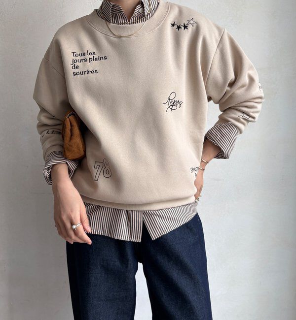  「【WEB限定】裏毛裏起毛ランダム刺繍ロゴトップス」|Tシャツ・カットソー|