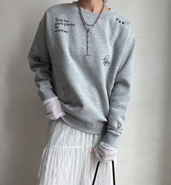  「【WEB限定】裏毛裏起毛ランダム刺繍ロゴトップス」|Tシャツ・カットソー|