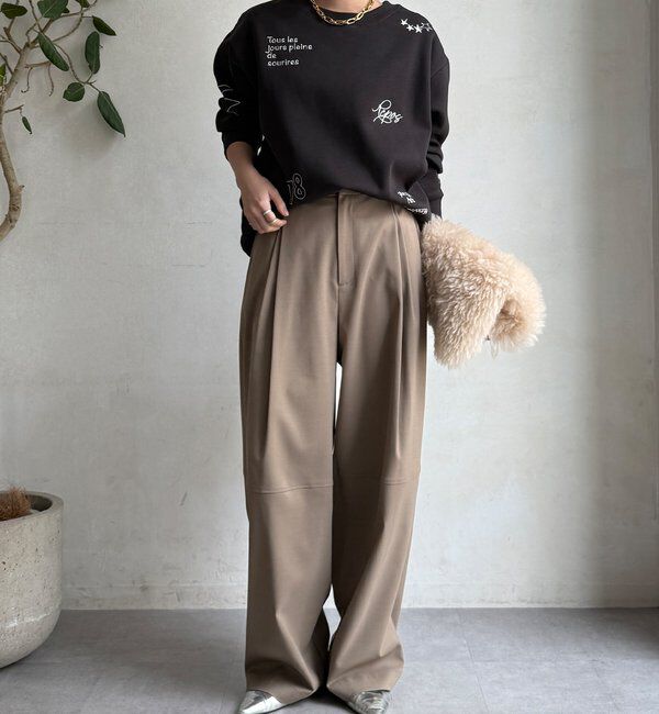  「【WEB限定】裏毛裏起毛ランダム刺繍ロゴトップス」|Tシャツ・カットソー|