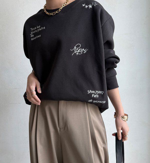  「【WEB限定】裏毛裏起毛ランダム刺繍ロゴトップス」|Tシャツ・カットソー|