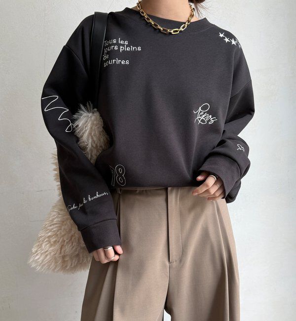  「【WEB限定】裏毛裏起毛ランダム刺繍ロゴトップス」|Tシャツ・カットソー|