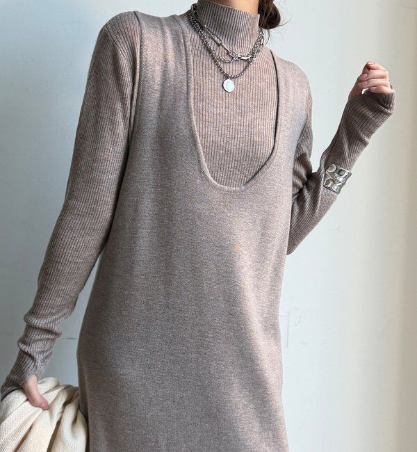  「【WEB限定】リブニット＋Uネックニットワンピースセット」|スーツ|