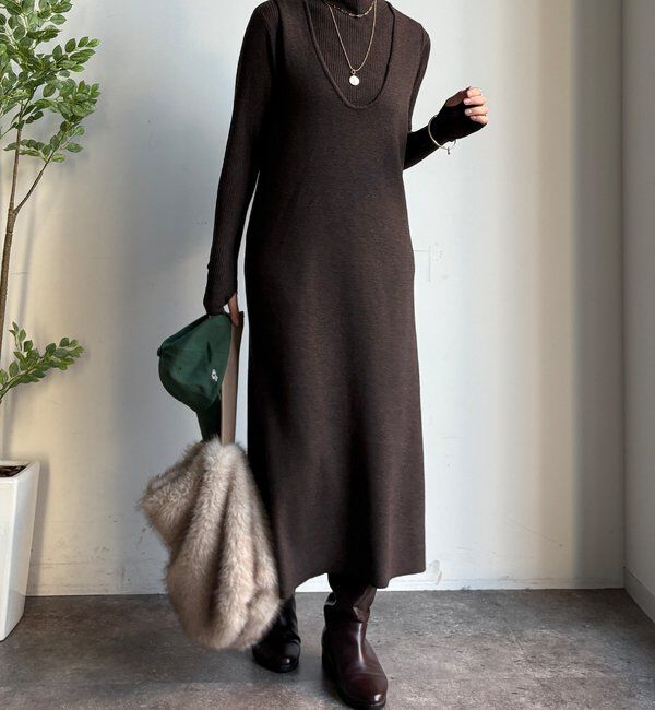  「【WEB限定】リブニット＋Uネックニットワンピースセット」|スーツ|