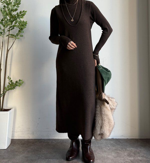  「【WEB限定】リブニット＋Uネックニットワンピースセット」|スーツ|