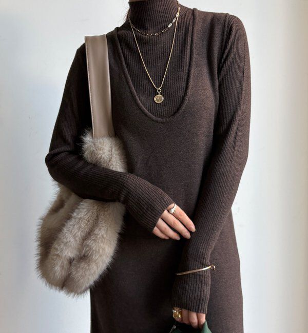  「【WEB限定】リブニット＋Uネックニットワンピースセット」|スーツ|