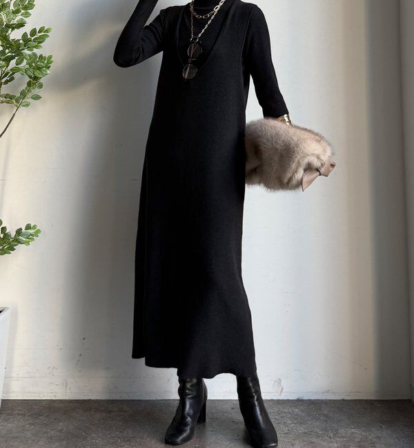  「【WEB限定】リブニット＋Uネックニットワンピースセット」|スーツ|