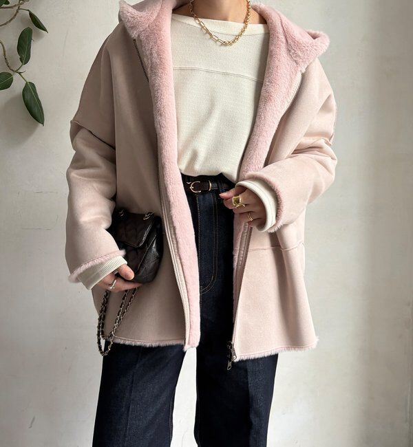  「リバーシブルフェイクムートンコート」|その他|ベビーピンク