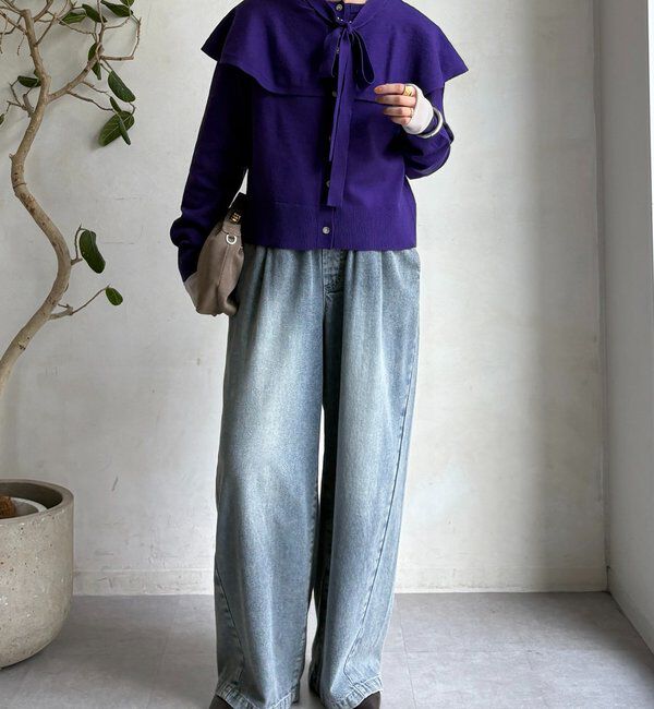  「【WEB限定】 棒タイ付ケープカーディガン」|カーディガン|