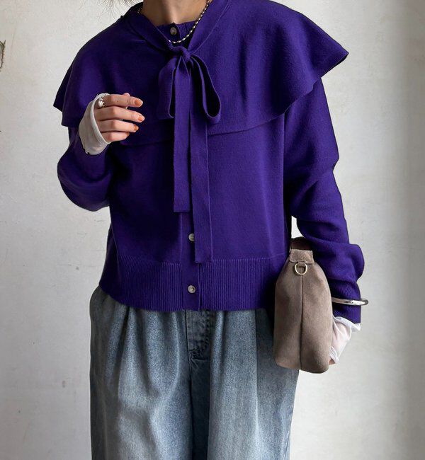  「【WEB限定】 棒タイ付ケープカーディガン」|カーディガン|