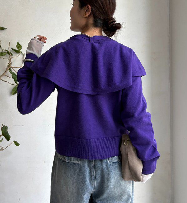  「【WEB限定】 棒タイ付ケープカーディガン」|カーディガン|