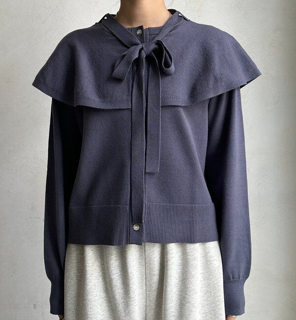  「【WEB限定】 棒タイ付ケープカーディガン」|カーディガン|