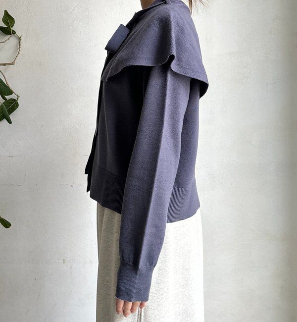  「【WEB限定】 棒タイ付ケープカーディガン」|カーディガン|