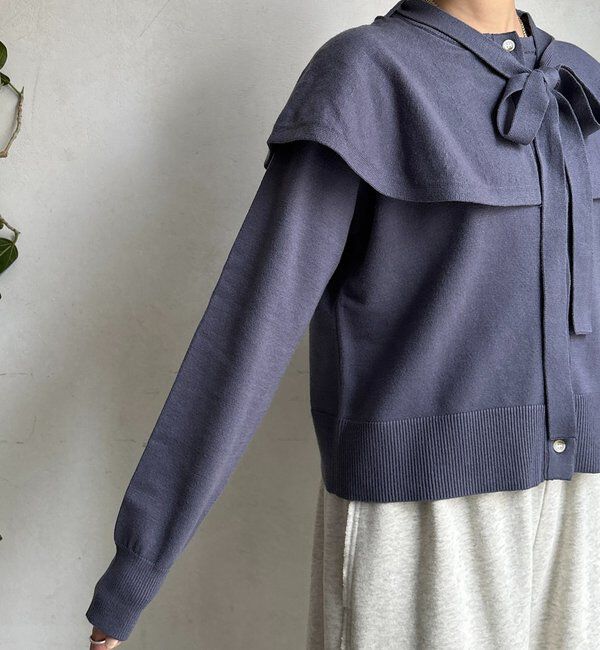  「【WEB限定】 棒タイ付ケープカーディガン」|カーディガン|