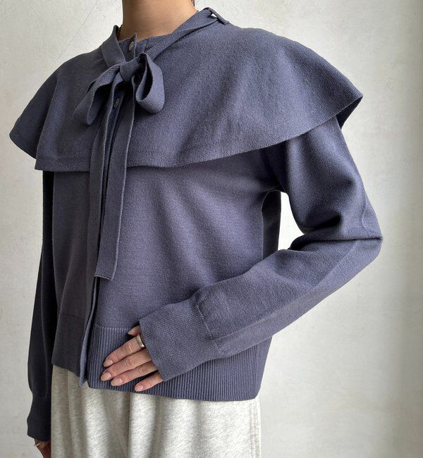  「【WEB限定】 棒タイ付ケープカーディガン」|カーディガン|