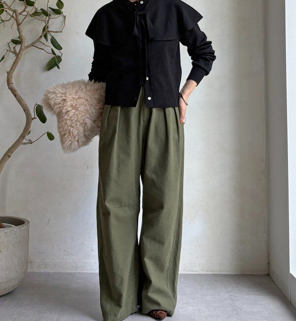  「【WEB限定】 棒タイ付ケープカーディガン」|カーディガン|