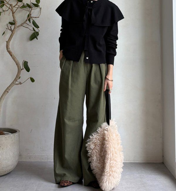  「【WEB限定】 棒タイ付ケープカーディガン」|カーディガン|