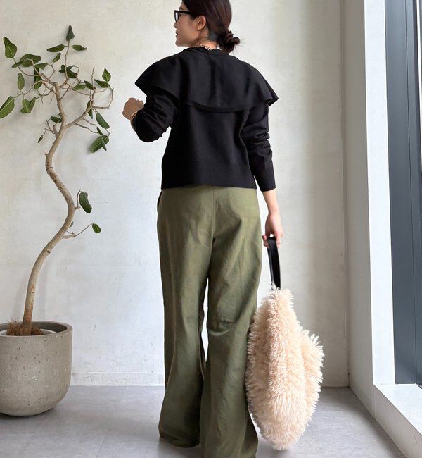  「【WEB限定】 棒タイ付ケープカーディガン」|カーディガン|