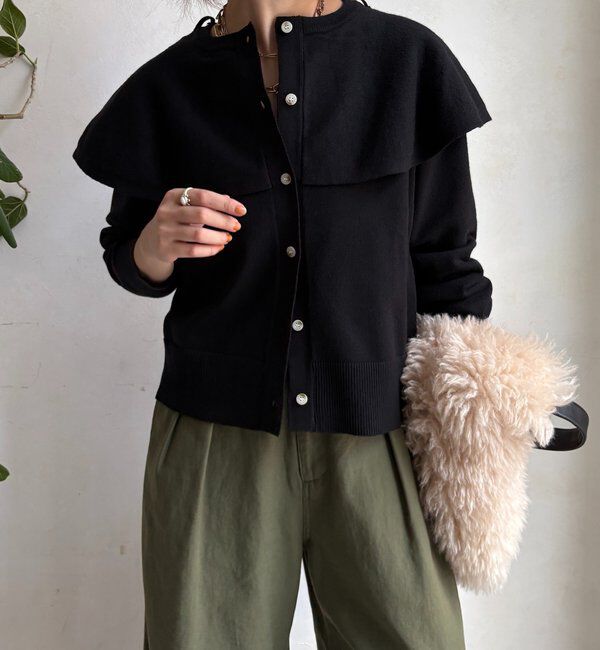  「【WEB限定】 棒タイ付ケープカーディガン」|カーディガン|