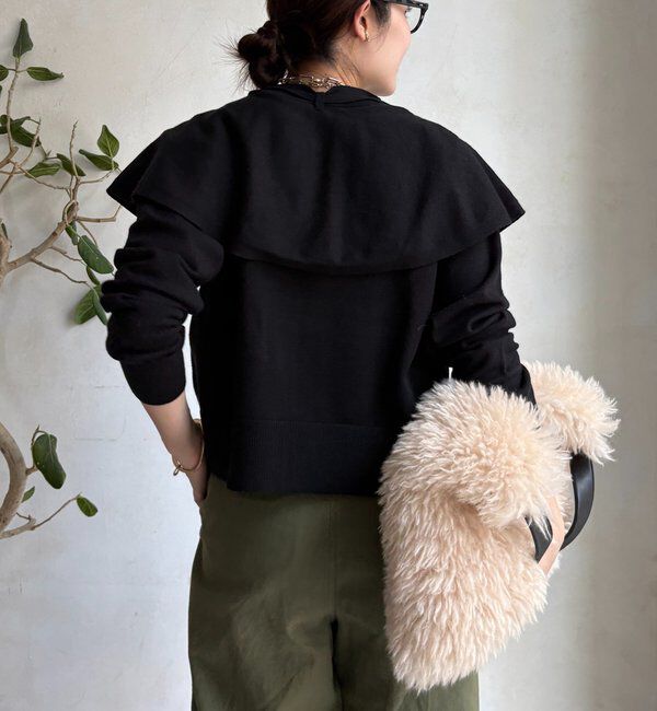  「【WEB限定】 棒タイ付ケープカーディガン」|カーディガン|