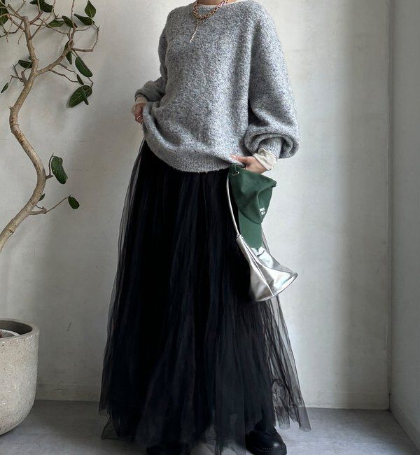  「MIXヤーンボートネックプルオーバー」|ニット・セーター|