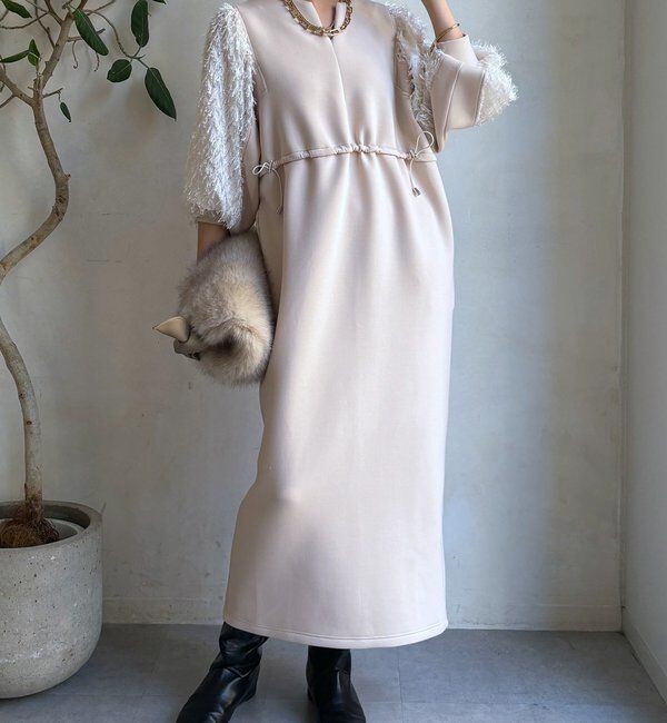  「【WEB限定】ダンボールレース切替ワンピース」|ワンピース|