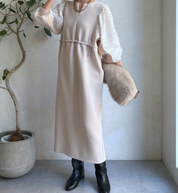  「【WEB限定】ダンボールレース切替ワンピース」|ワンピース|