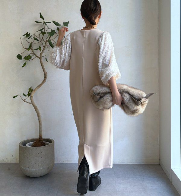  「【WEB限定】ダンボールレース切替ワンピース」|ワンピース|