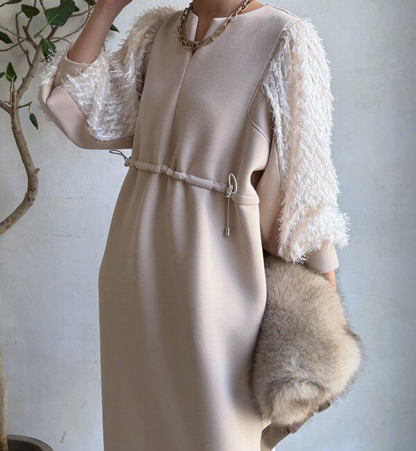  「【WEB限定】ダンボールレース切替ワンピース」|ワンピース|