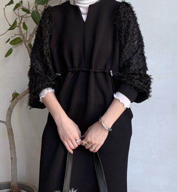  「【WEB限定】ダンボールレース切替ワンピース」|ワンピース|