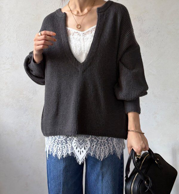  「ウール混スキッパープルオーバー」|ニット・セーター|