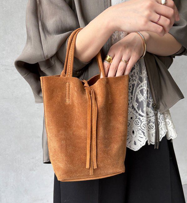  「【WEB限定】スエードミニトートバッグ」|トートバッグ|キャメル