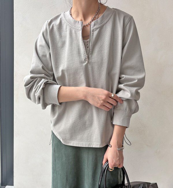  「【WEB限定】サイドドロストハーフジッププルオーバー」|Tシャツ・カットソー|グレー