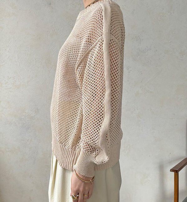  「【WEB限定】メッシュ編みワイドプルオーバー」|ニット・セーター|