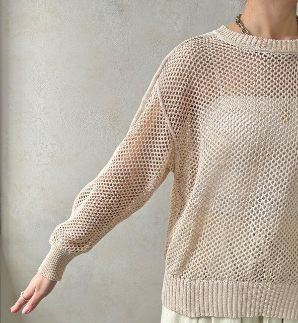  「【WEB限定】メッシュ編みワイドプルオーバー」|ニット・セーター|