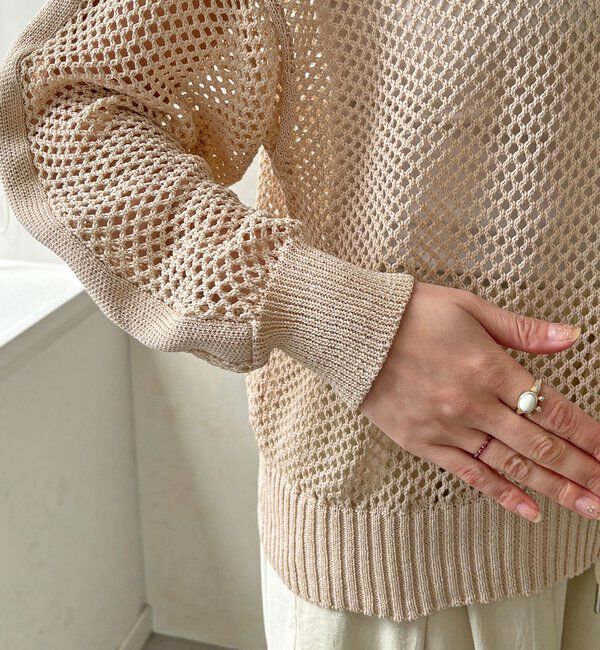  「【WEB限定】メッシュ編みワイドプルオーバー」|ニット・セーター|