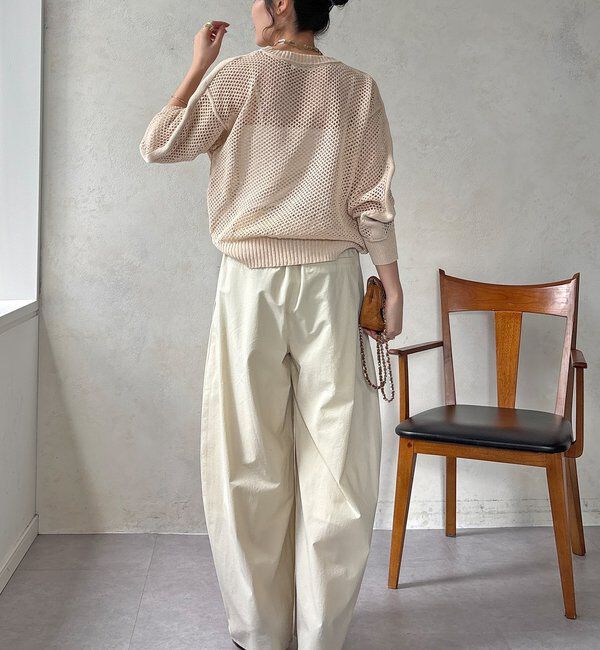  「【WEB限定】メッシュ編みワイドプルオーバー」|ニット・セーター|