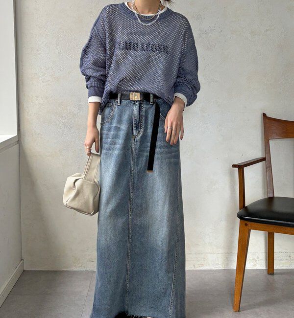  「【WEB限定】メッシュ編みワイドプルオーバー」|ニット・セーター|