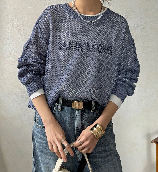  「【WEB限定】メッシュ編みワイドプルオーバー」|ニット・セーター|