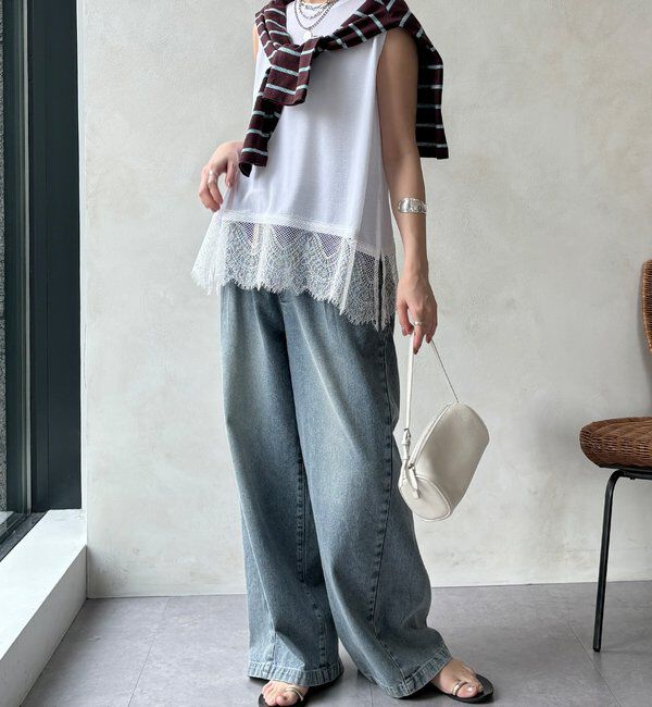  「【セットアップ可能】裾レースタンク」|Tシャツ・カットソー|