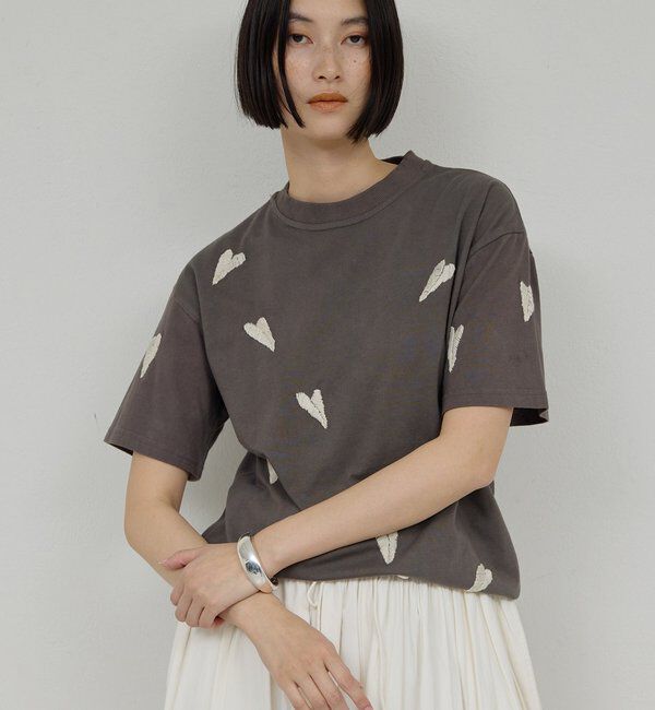  「【Dhritie】リーフ刺繍Tee」|Tシャツ・カットソー|グレーその他1