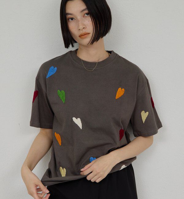  「【Dhritie】リーフ刺繍Tee」|Tシャツ・カットソー|