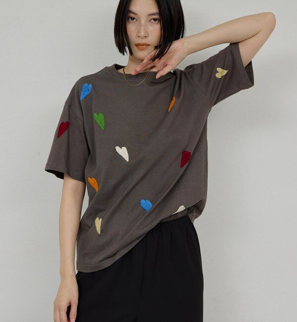  「【Dhritie】リーフ刺繍Tee」|Tシャツ・カットソー|