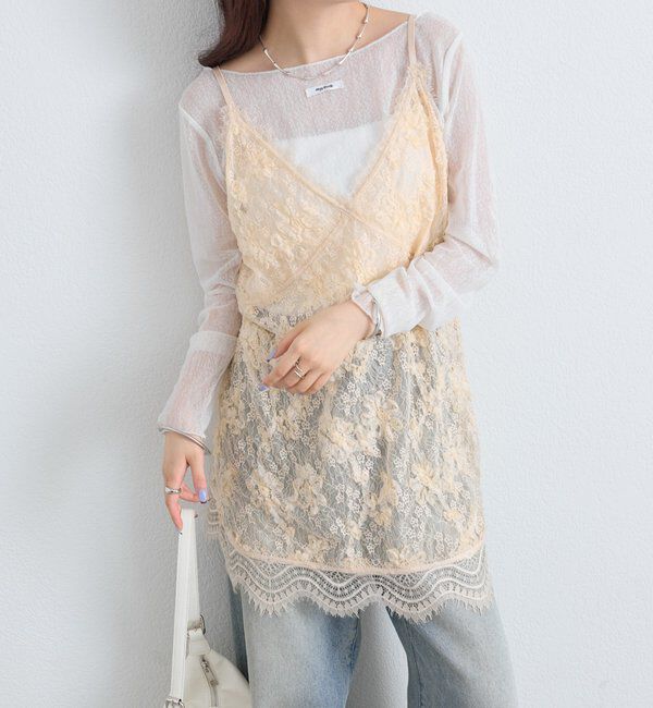  「レースVキャミチュニック」|シャツ・ブラウス|ベージュ