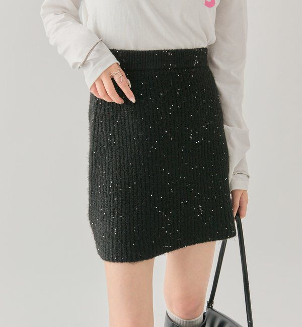  「スパンコールニットスカート」|スカート|