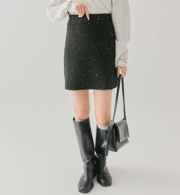  「スパンコールニットスカート」|スカート|