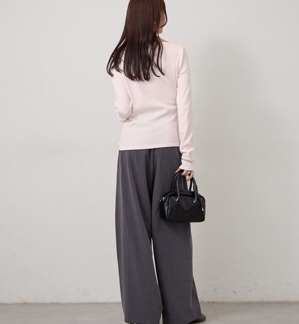  「チャーム付きオフショルリブロングTシャツ」|Tシャツ・カットソー|